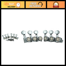 6 Inline Guitar Locking Tuners Set - 1:18 Gear Ratio, Chrome Key Pegs, Oval Knob
