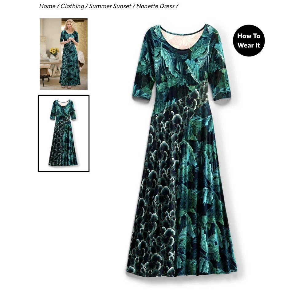 🟣 Vestido maxi em excelente estado usado macio envolvente azul-petróleo floral nanette elástico Acanthus $149 - Imagem 4 de 4