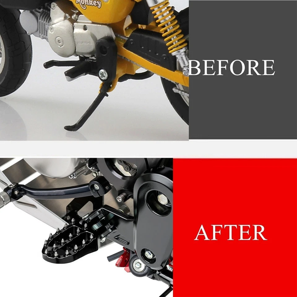 Reposapiés 3D negro todoterreno estriberas para Honda Monkey 125 Grom MSX 125 2014-2025 Foto 2 de 4