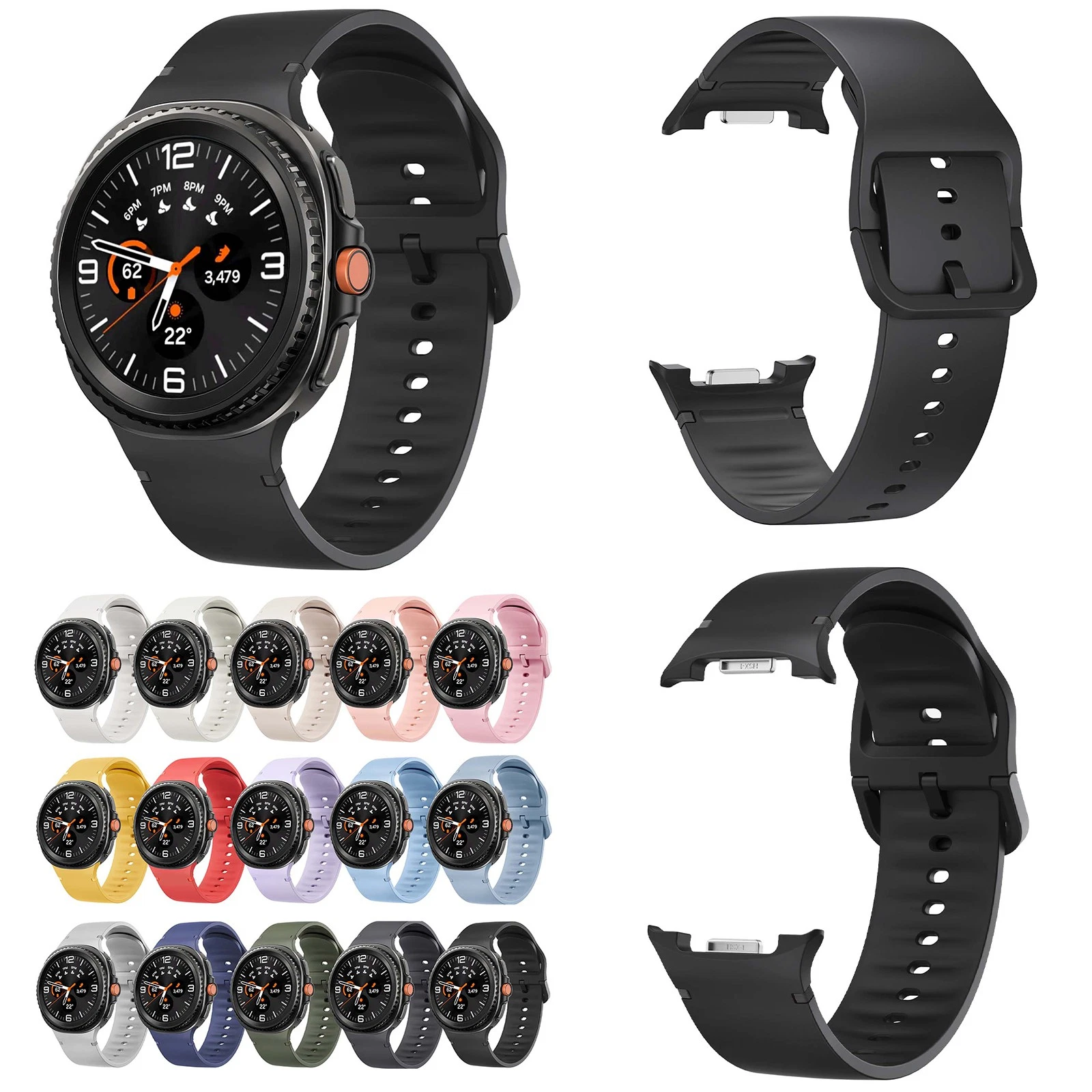 OFF WHITE Per Samsung Galaxy Watch 8 40 44mm 8 Classic 46mm Sport Silicone Cinturino Regolabile