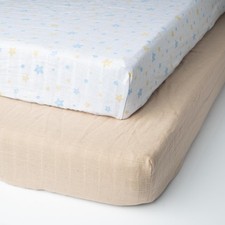 100 Organic Cotton Muslin Standard Fitted Crib Sheet for Boys, Girls Toddl...