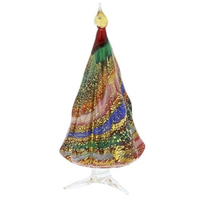 Glass Of Venice Murano Glass Christmas Tree Standing Sculpture - Red and Gold. C