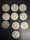 Standing Liberty Quarter Lot of 10 Circulated Silver 25C US Coins