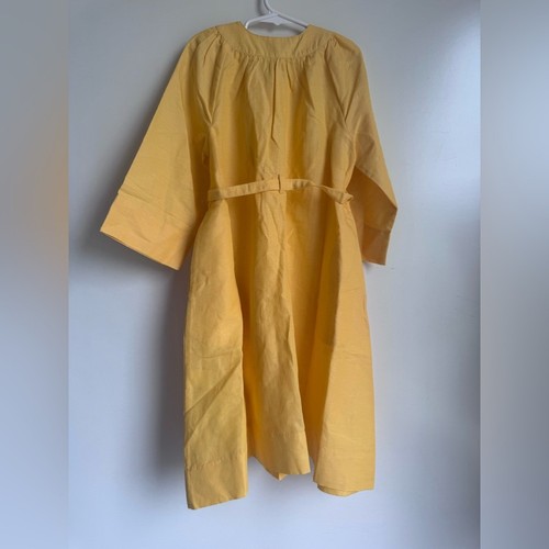 The Sunday Collective Organic Cotton Linen Trench Dress Daffodil Butter Yellow 6 - Picture 4 of 12