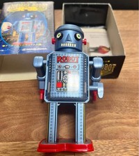 Masudaya Vintage Tin Toy Robot R-35 Antique Robot Reproduction Wind-up Type