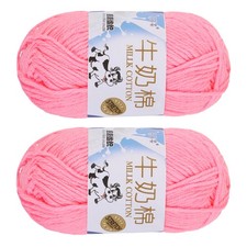 2PCS Crocheting Yarn,Pink 5 Ply Acrylic Yarn 100g,197 Yards