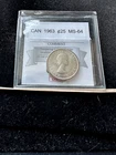 1963  Coin Mart Graded Canadian, 25 Cent, **MS-64**