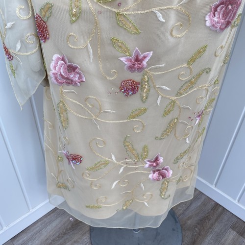 Libra Pale Gold Embellished Dress & Matching Bolero Mother Of The Bride Size 10 - Picture 5 of 24