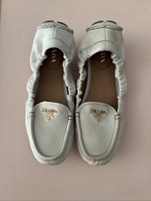 Prada White Leather Loafers size 38.5 women's no box