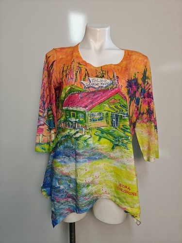 Leoma Lovegrove Women's Medium Tunic Asymmetrical Art to Wear Seafood Market
