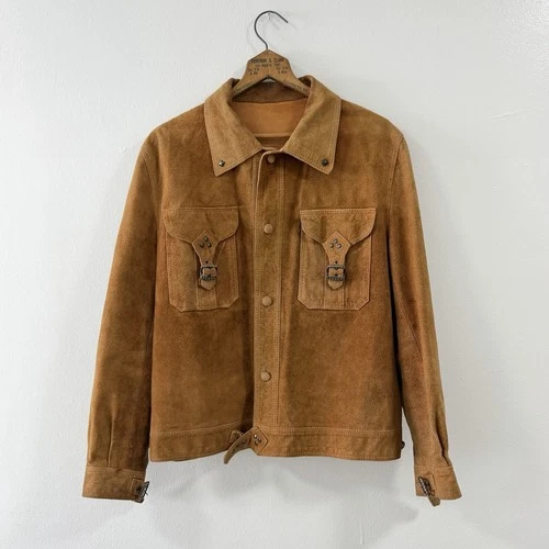 Vintage Brown Suede Leather Jacket Size 40 Western (RRL STYLE) Made In Hong Kong video thumbnail