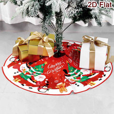 Christmas Tree Skirt Santa Snowman Round Washable Xmas Tree Mat Decor