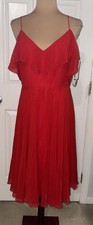 Jenny Yoo Kelli Dress Size 10 Red Lipstick Luxe Chiffon NWT