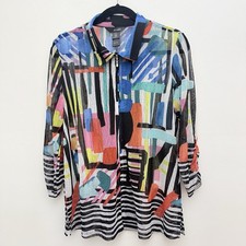 Ali Miles Sheer Mesh Jacket Abstract Art Prin...