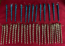 36 Swirl/Spiral Icicle Christmas Ornaments 23 Gold 13 Blue Glitter