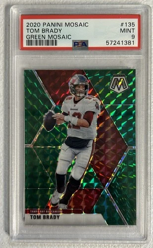 (MA6) 2020 Panini Mosaic Green Mosaic Prizm Tom Brady #135 PSA 9 MINT