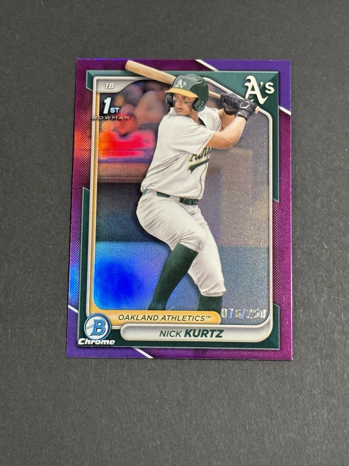 2024 Bowman Draft NICK KURTZ True Purple Refractor /250 1st Chrome Card BDC-56
