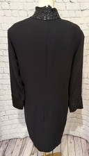 Vintage Linda Allard Ellen Tracy Black Sequin Formal Party Long Sleeve Dress 14