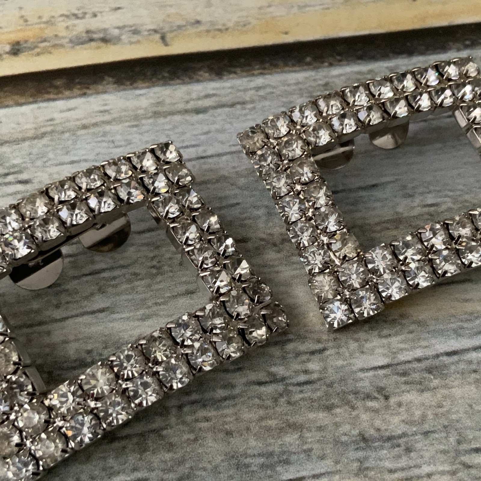 Vintage Rhinestone Rectangular Shoe Clips - Pinch… - image 8