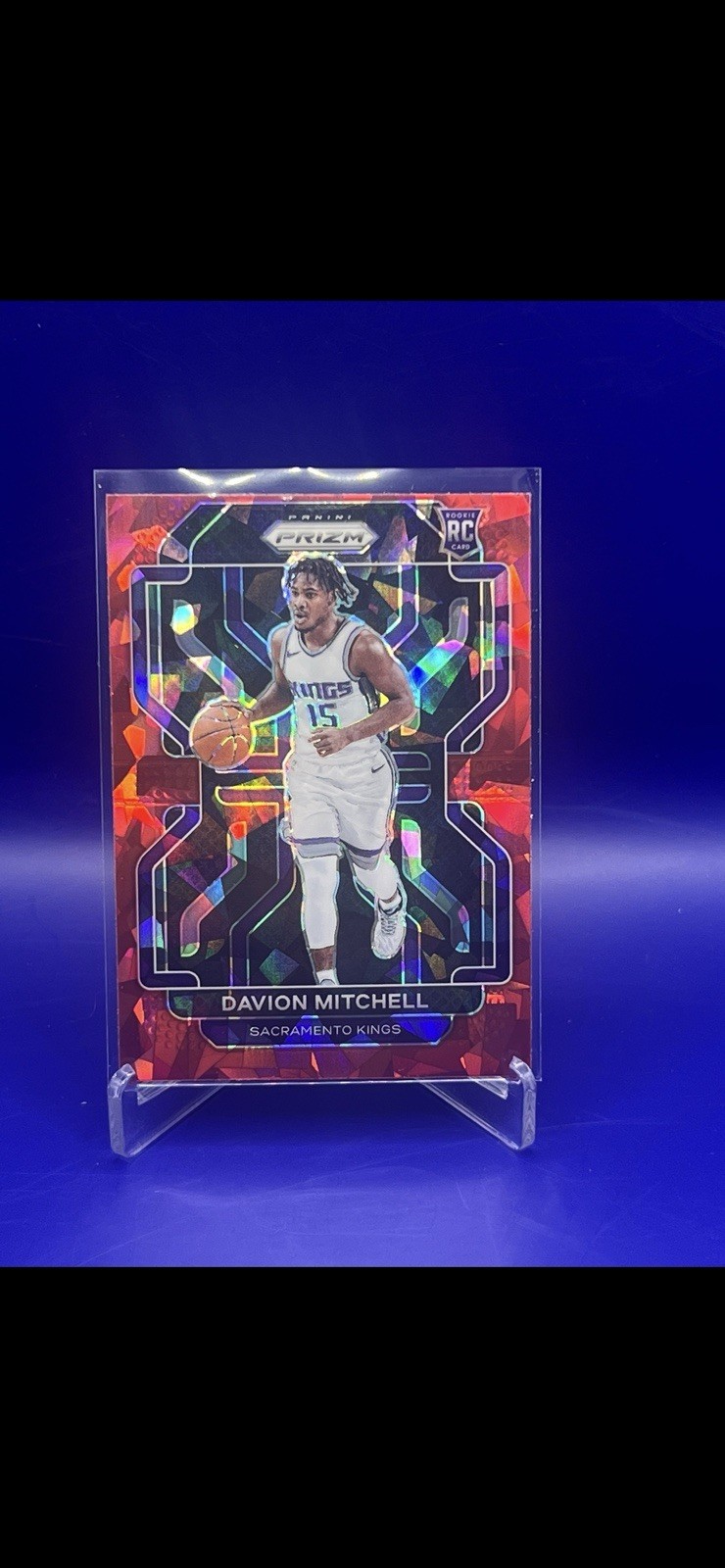 Davion Mitchell #312 2021-22 Panini Prizm Red Ice Sacramento Kings Heat SP
