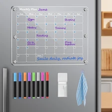 Acrylic Magnetic Dry Erase Board Calendar, Reusable Planner for Refrigerator