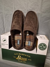G.H Bass Co Suede Slippers Mens Size XL 11-12M Gable Brown Flannel Line New BD
