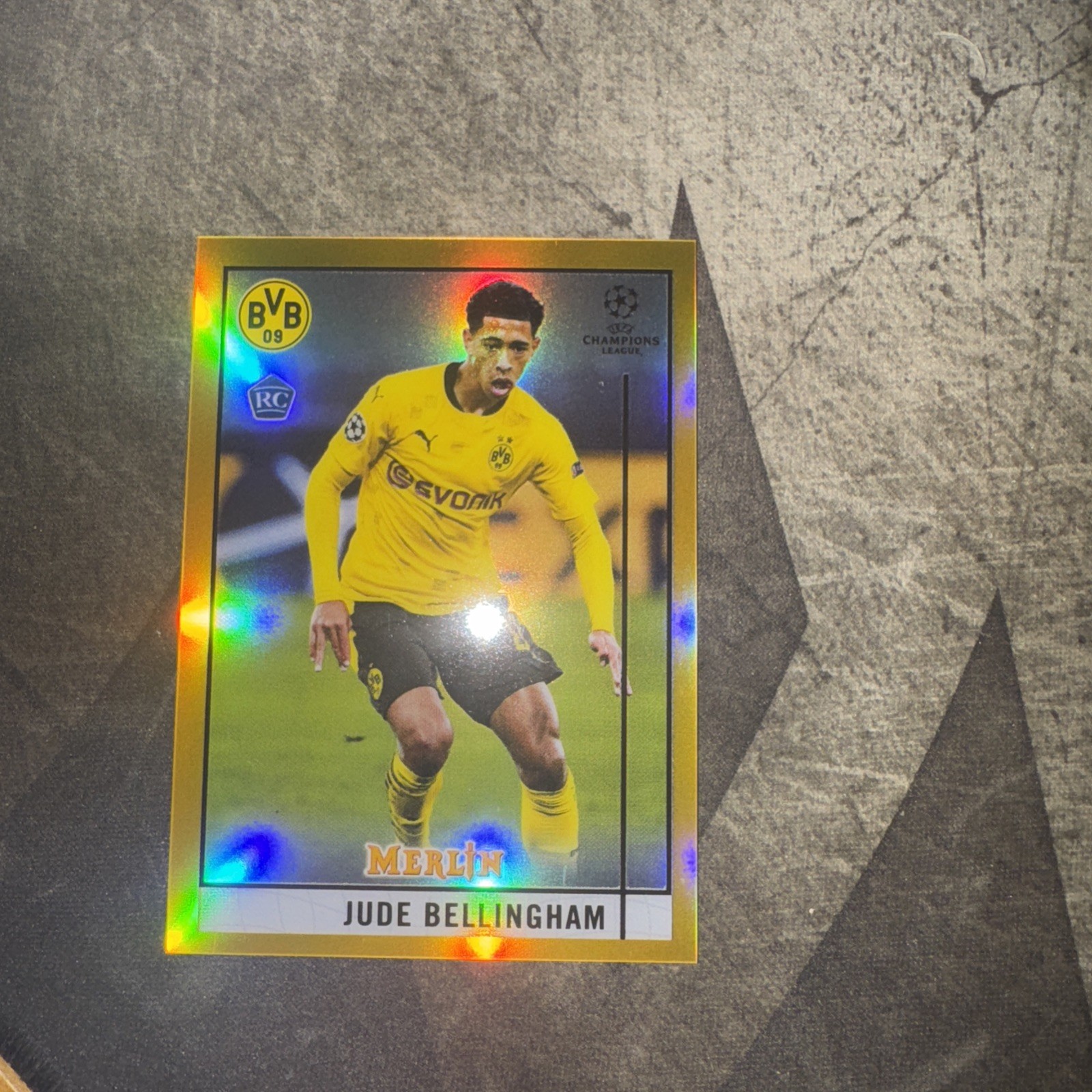 2020 Merlin Topps Chrome UCL Refractor Jude Bellingham Gold /50 RC SP Variation