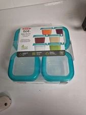 OXO Tot Baby Blocks 4pc Food Storage Containers Teal 4oz BPA Free Tub T36