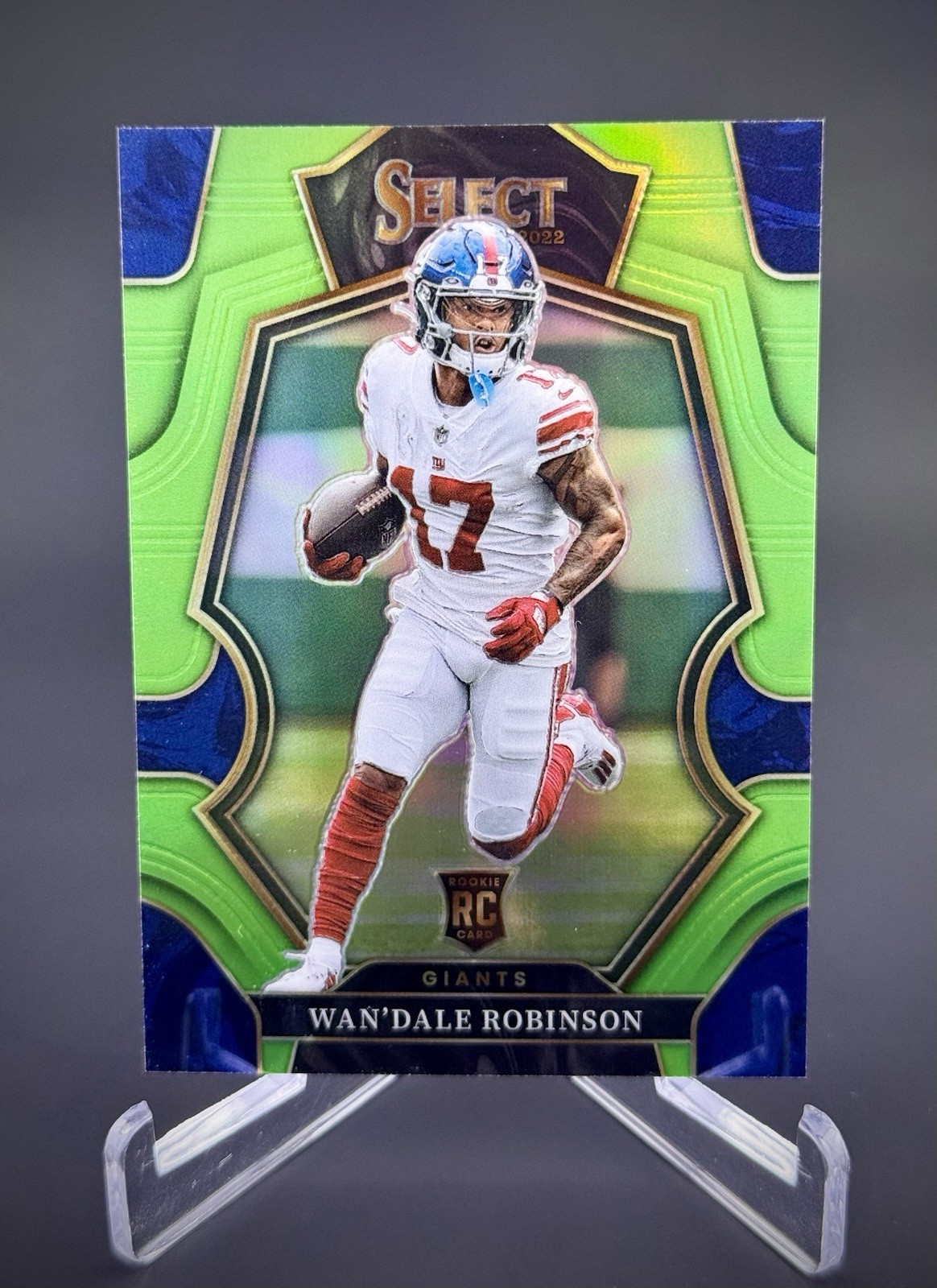2022 Panini Select Wan’Dale Robinson Premier Level Lime Green /49 SP RC Giants