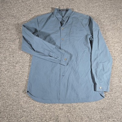 Sofie D'Hoore Shirt Womens 36 Blue Solid Long Sleeve Button Front Cotton Top