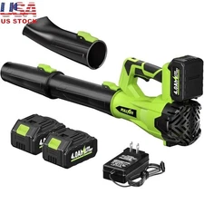 Cordless Leaf Blower 6 Speed 180 MPH 650 CFM Battery Powered Lightweight Green