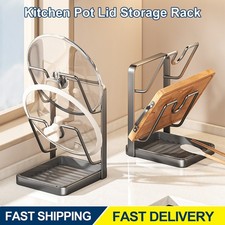Upgraded Kitchen Pot Lid Storage Rack Removable Drip Tray Lid Rack Double Layer