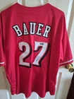 Bauer #27 Autographed Original Reds MLB Baseball Jersey SWAU Authenticated