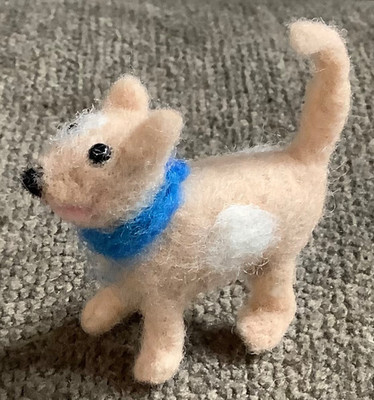 Needle Felted Tiny Tan Dog