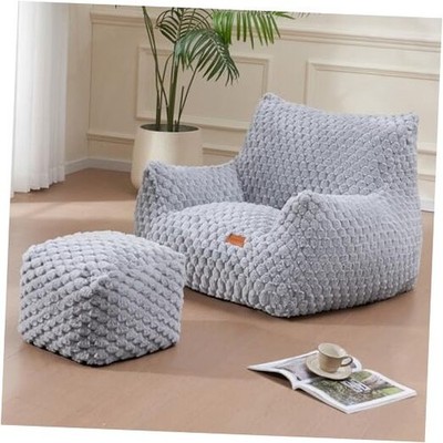 Big Bean Bag Chairs for Adults Cozy Giant Bean Bag Sofa Chair, Large Light Grey