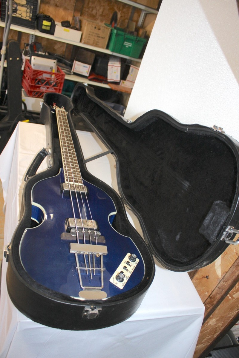 Hofner Contemporary Series Violin Bass Blue With Hard Shell Case