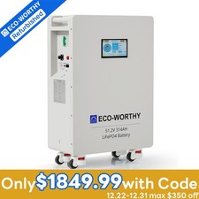 ECO-WORTHY 16.07kWh 48V 314AH LiFePO4 Battery Vertical Standing Solar Backup UPS