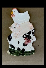 Spoon Rest Cow Pig Chicken Ceramic  Cottagecore Farmhouse Country Kitchen