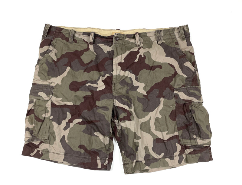Baggy Camouflage Cargo Shorts + Cloth Fabric Belt Camo