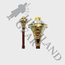 Drum Major Mace Stave Custom Made With Gold Scrolls  Crown Top 3 parts 