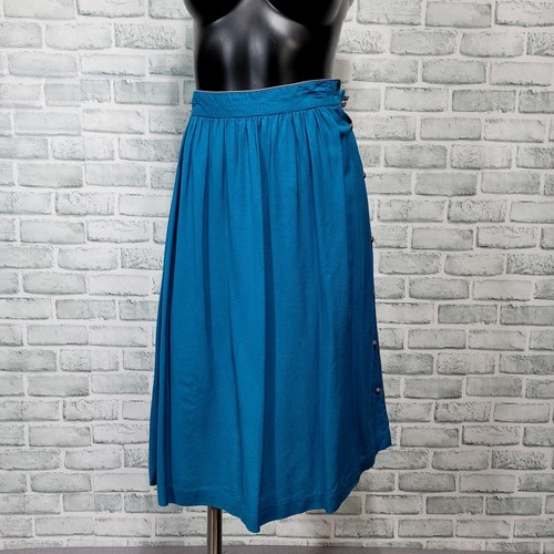 Vintage 80s PBJ Sport Womens S Teal Blue & Grey Lightweight Side Button Skirt