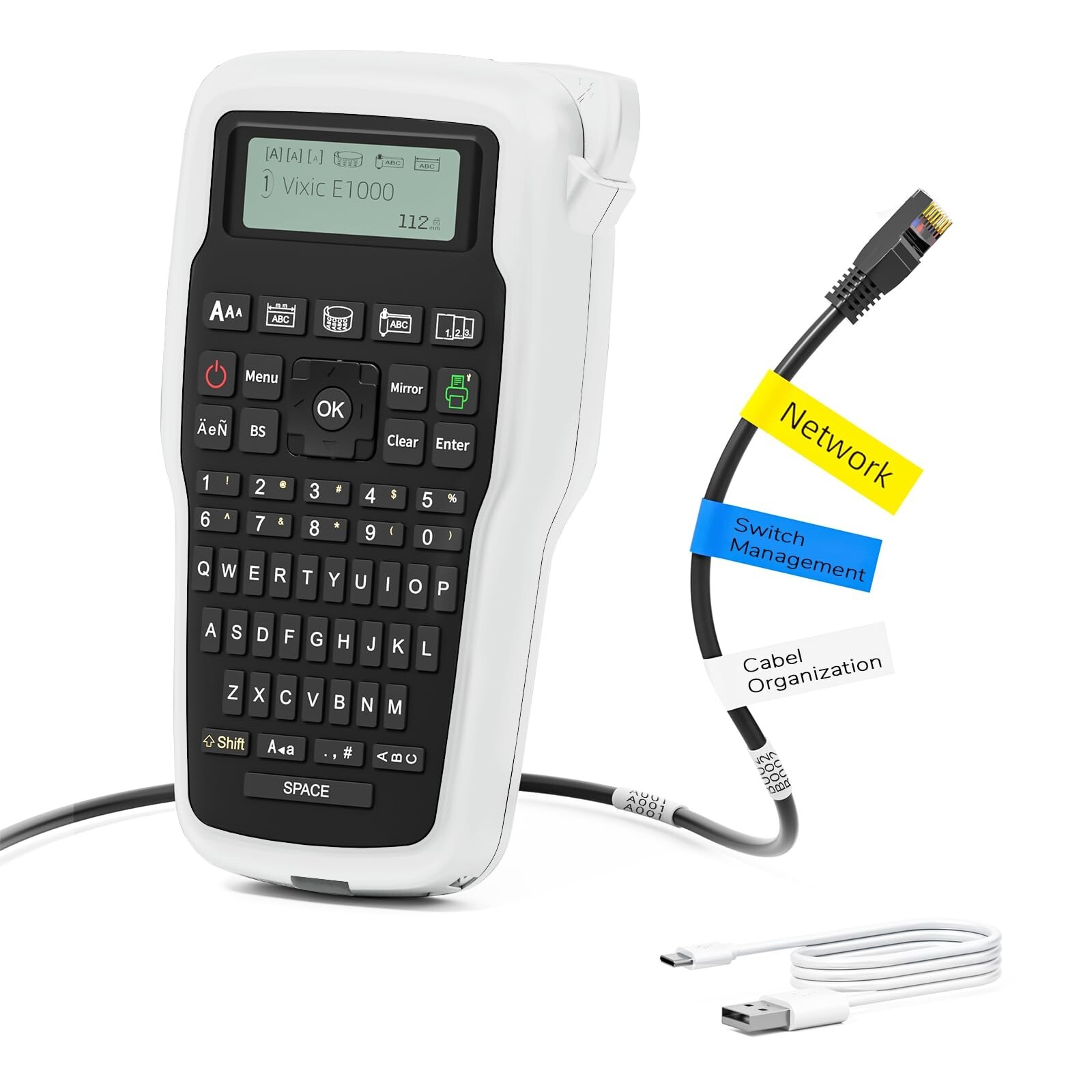 Heat Shrink Label Maker Machine with Tape for Wires and Cables E1000