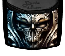 Metallic Chrome Evil Darkness Skull Truck Hood Wrap Vinyl Car Graphic Decal