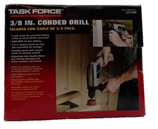 Task Force Industrial 4 Amp 3/8 Inch Electric Corded Drill 0-2800 #231599