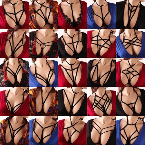 Harness Elastic Cupless Cage Bra Sexy Lingerie for Women Top Exotic Strap Belt - Picture 4 of 273