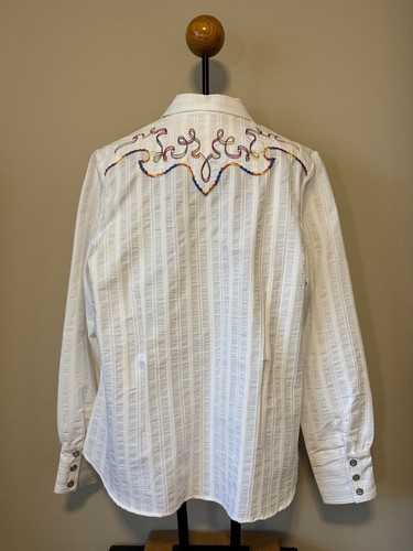 Roper Western Shirt Embroidered Yoke Cowgirl Pearl Snap Long Sleeve Womens XL - Picture 2 of 12