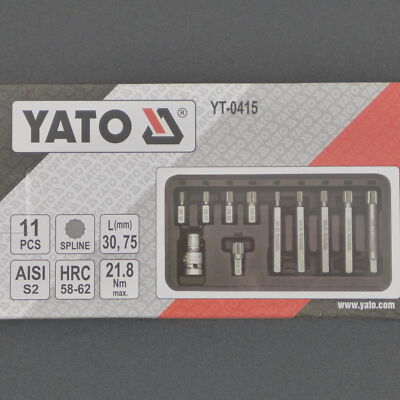 YATO Profi Spline Bitsatz Steckschlüssel Satz 11tlg. S2 M5 M6 M8 M10 M12 YT-0415