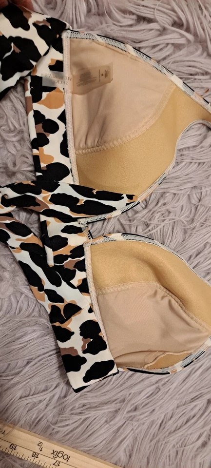 Top de bikini Victoria's Secret para mujer negro/blanco con estampado de animales cuello halter talla M Foto 4 de 4