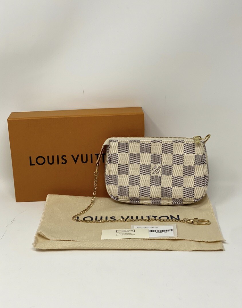 NEW LOUIS VUITTON Mini Pochette Accessoires Chain Pouch Damier