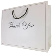 Large White Gift Bags with handles Bulk Lot Thank You Heavy Duty Paper 13 x 10  